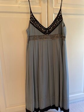 Sue Wong beaded dress. Bluish-grey